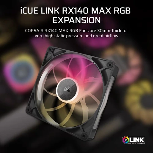 CORSAIR iCUE Link RX140 Max RGB PWM Case Fan (Single Pack)